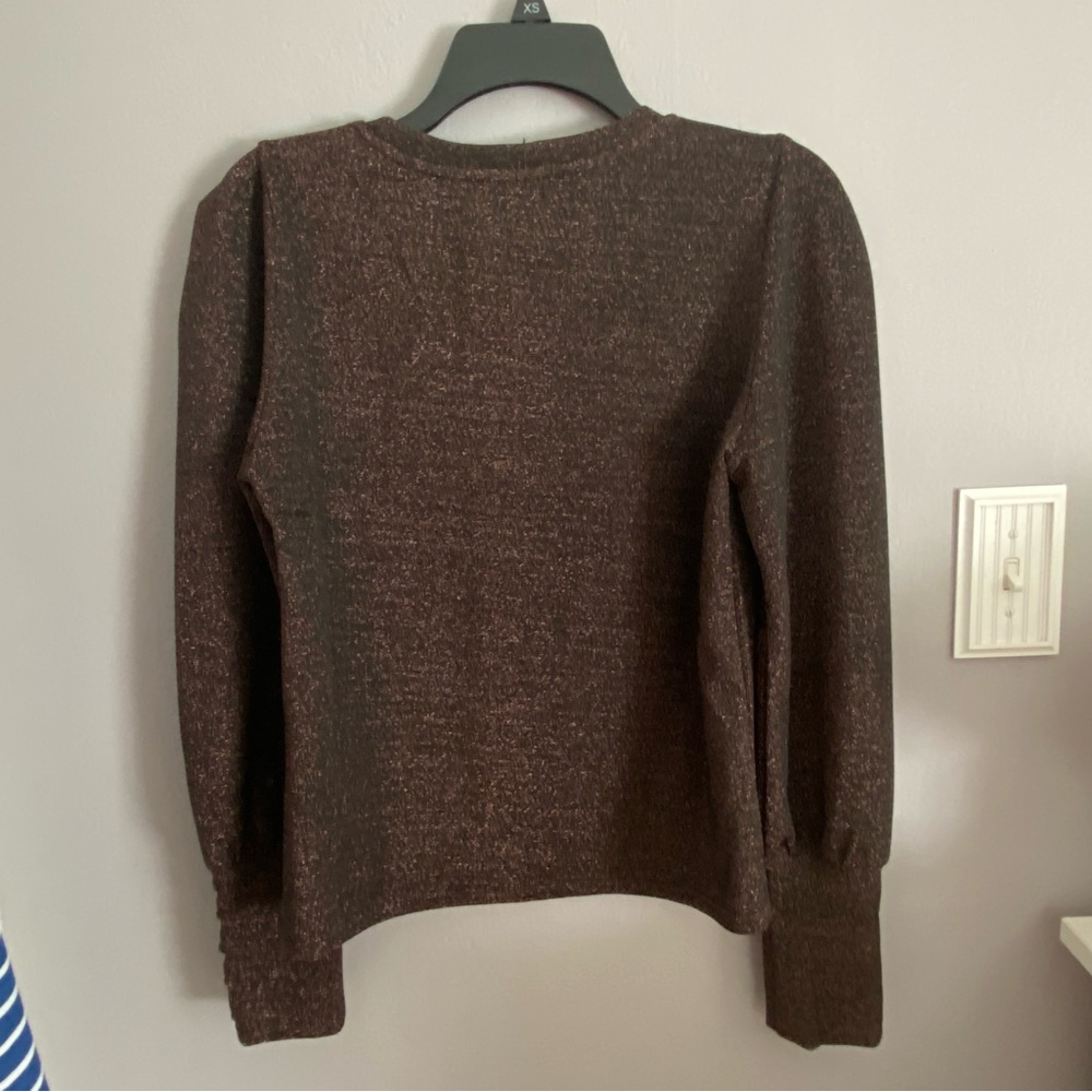 DKNY Shimmering Brown Top with Gold Buttons